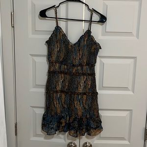 Olivaceous flowy mini dress